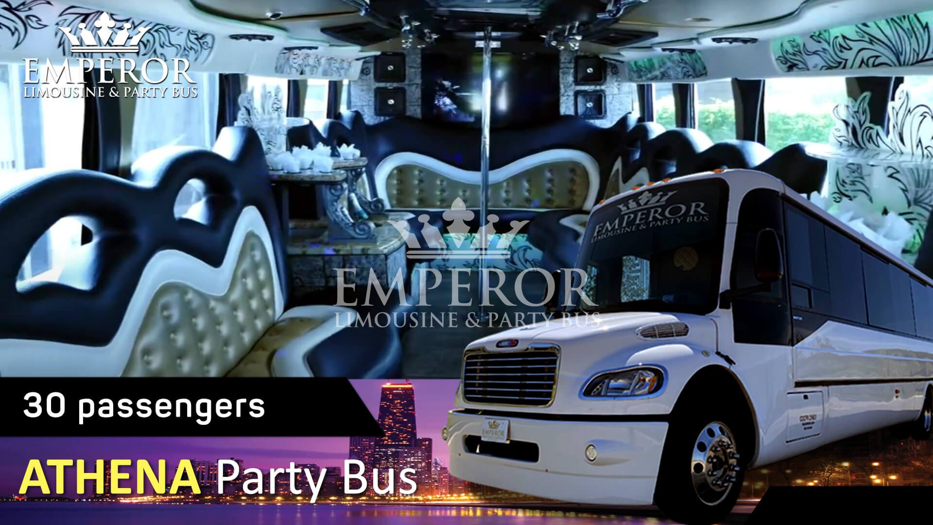 Party bus rental service in Bedford Park - Athena Edition