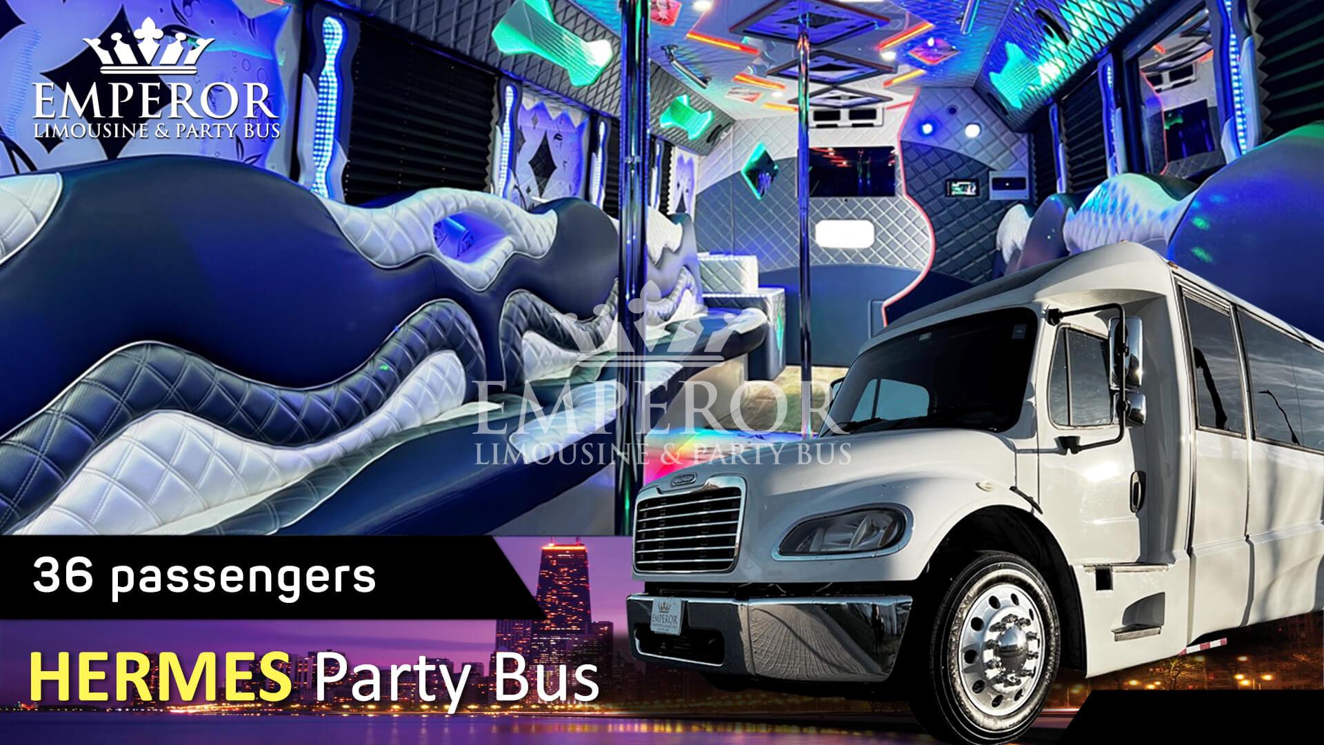 Party bus rental in Addison, IL - Hermes Edition